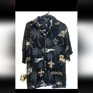 NFL Saints Black and Gold Hawaiian Shirt